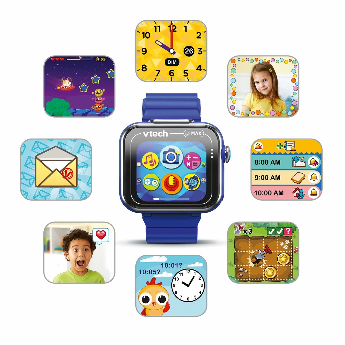 Relógio para bebês Vtech Kidizoom Smartwatch Max 256 MB Interativo Azul