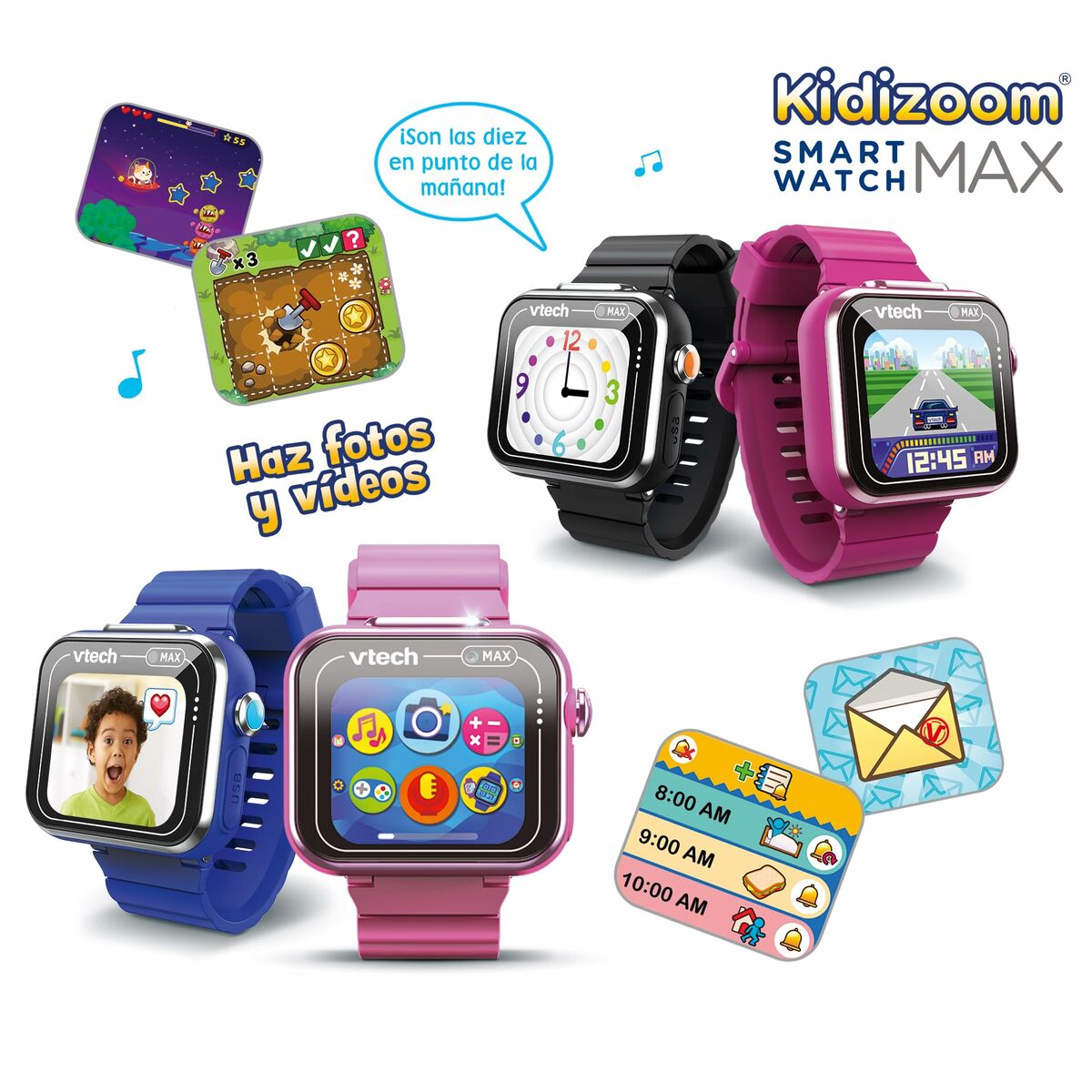 Relógio para bebês Vtech Kidizoom Smartwatch Max 256 MB Interativo Azul