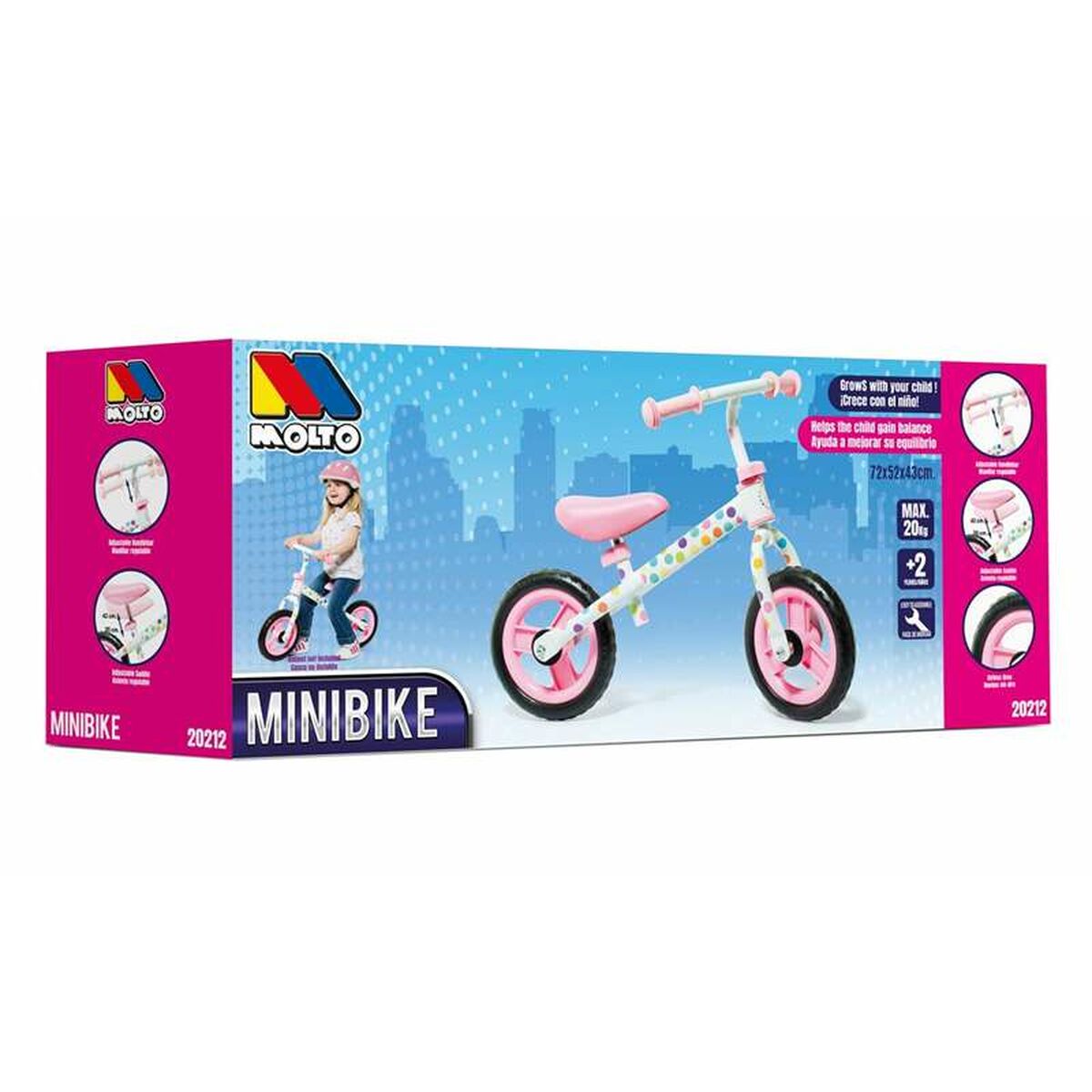 Bicicleta Infantil Moltó Cor de Rosa Sem Pedais
