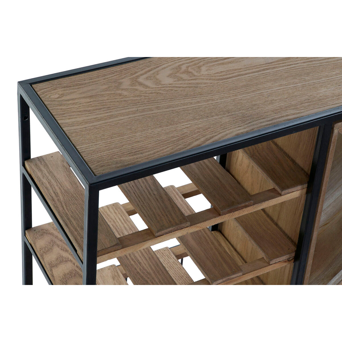 Botellero DKD Home Decor 80 x 24 x 44 cm Abeto Natural Negro Metal Marrón Madera MDF