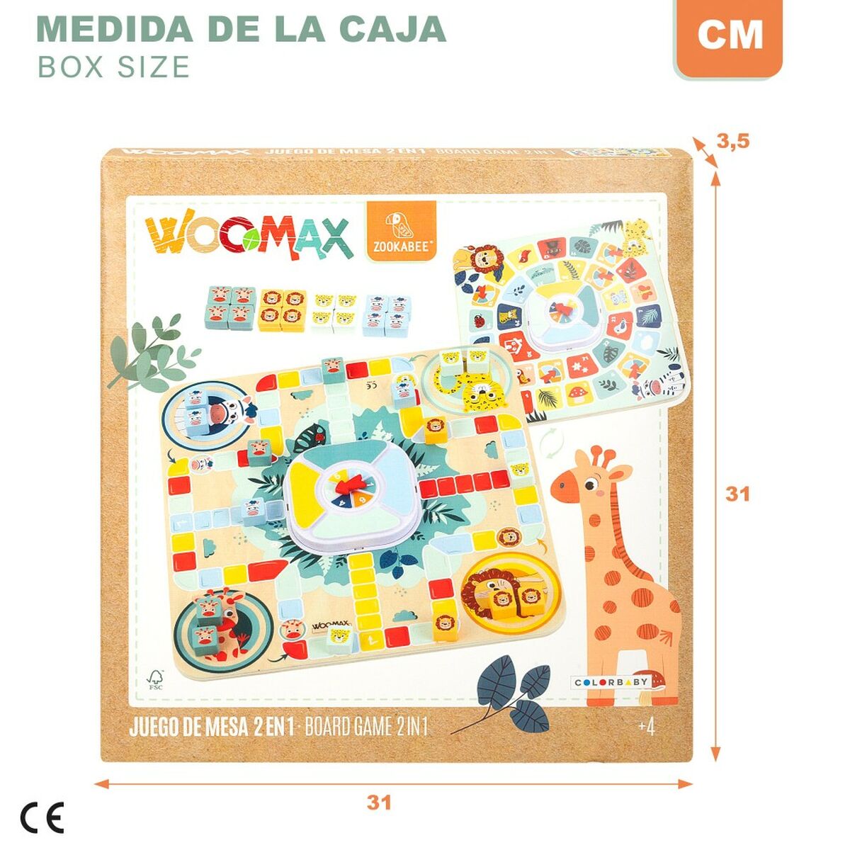 Tabuleiro de Jogo dos Cavalinhos e da Glória Woomax Zookabee 30 x 3 x 30 cm Infantil animais (6 Unidades)
