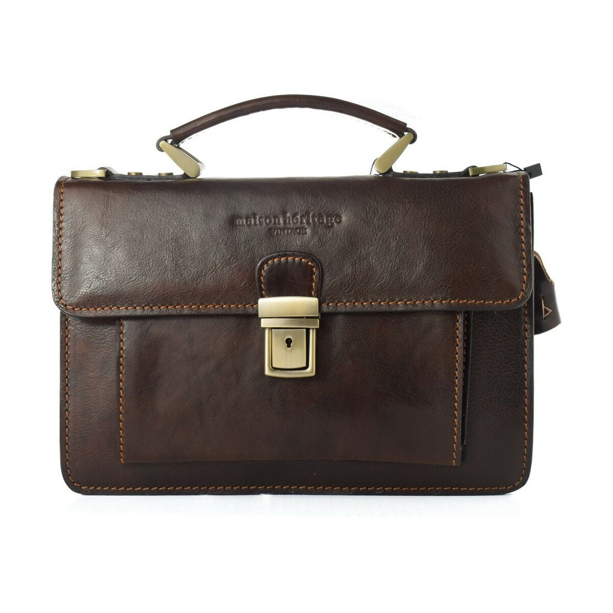 Bolsa Mulher Maison Heritage EDMOND-MARRON-FONCE Castanho (26 x 18 x 8 cm) - EcoNest