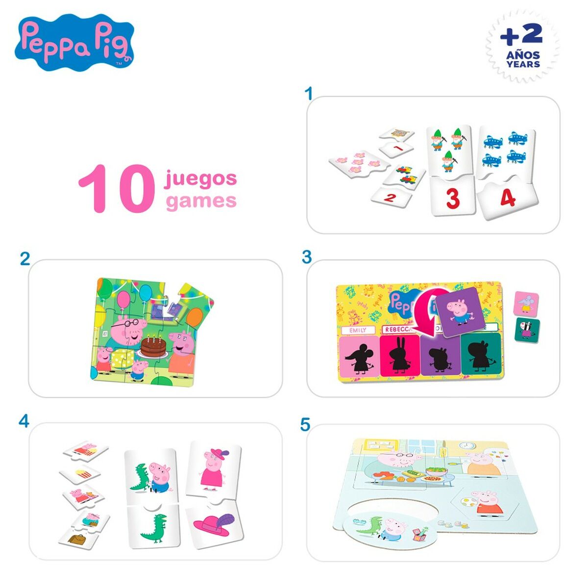 Jogo Educativo Peppa Pig Edu Games Collection 24,5 x 0,2 x 24,5 cm (6 Unidades) 10 em 1