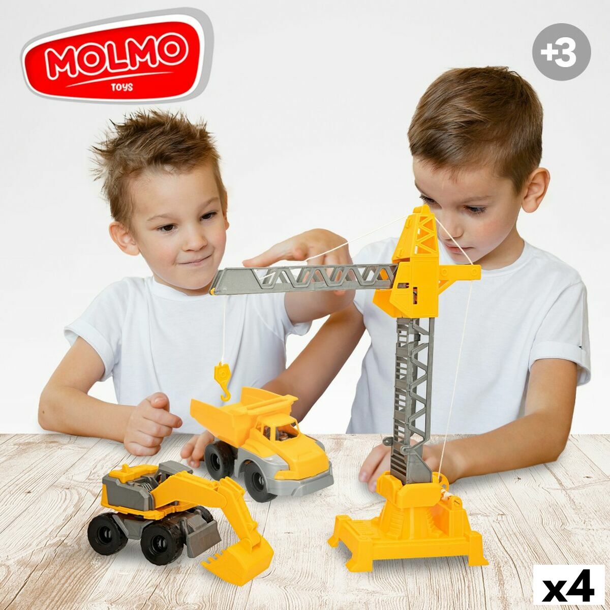 Veículos de Construção Colorbaby 31 x 41 x 9,5 cm (4 Unidades) 3 Peças