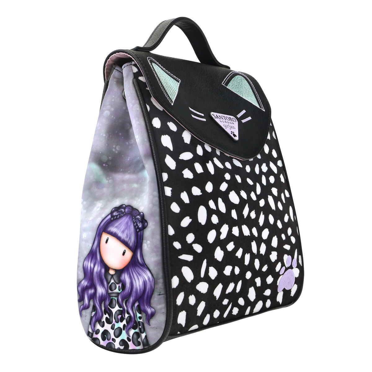 Mochila Casual Gorjuss Smitten kitten Preto Branco (23 x 11 x 27 cm) - EcoNest