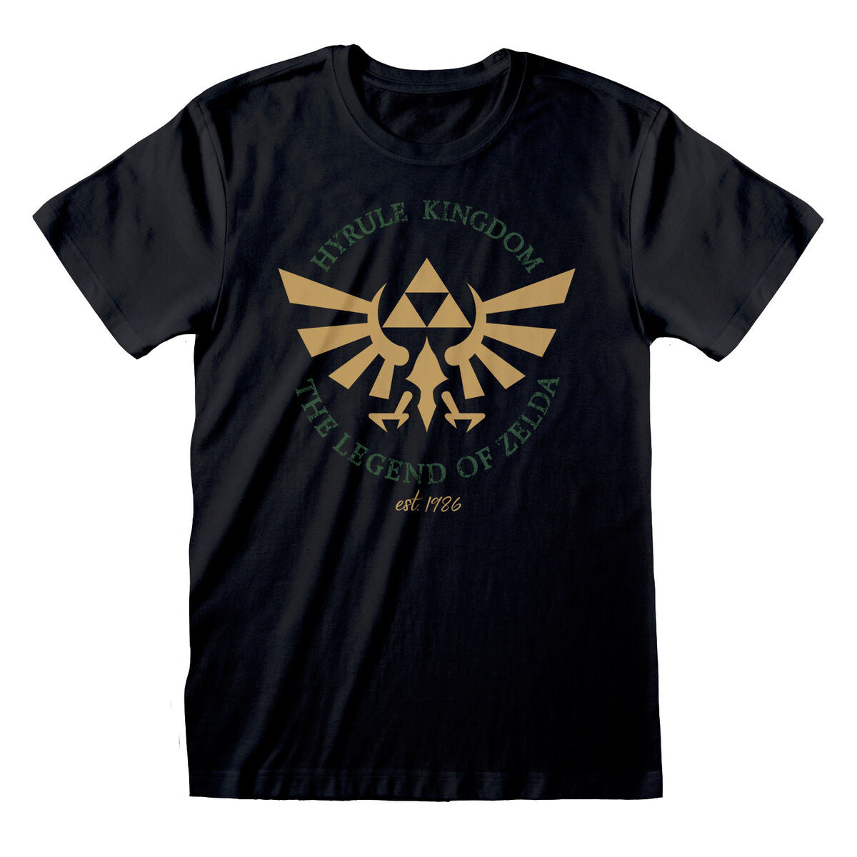 Camisola de Manga Curta Unissexo The Legend of Zelda Hyrule Kingdom Crest Preto