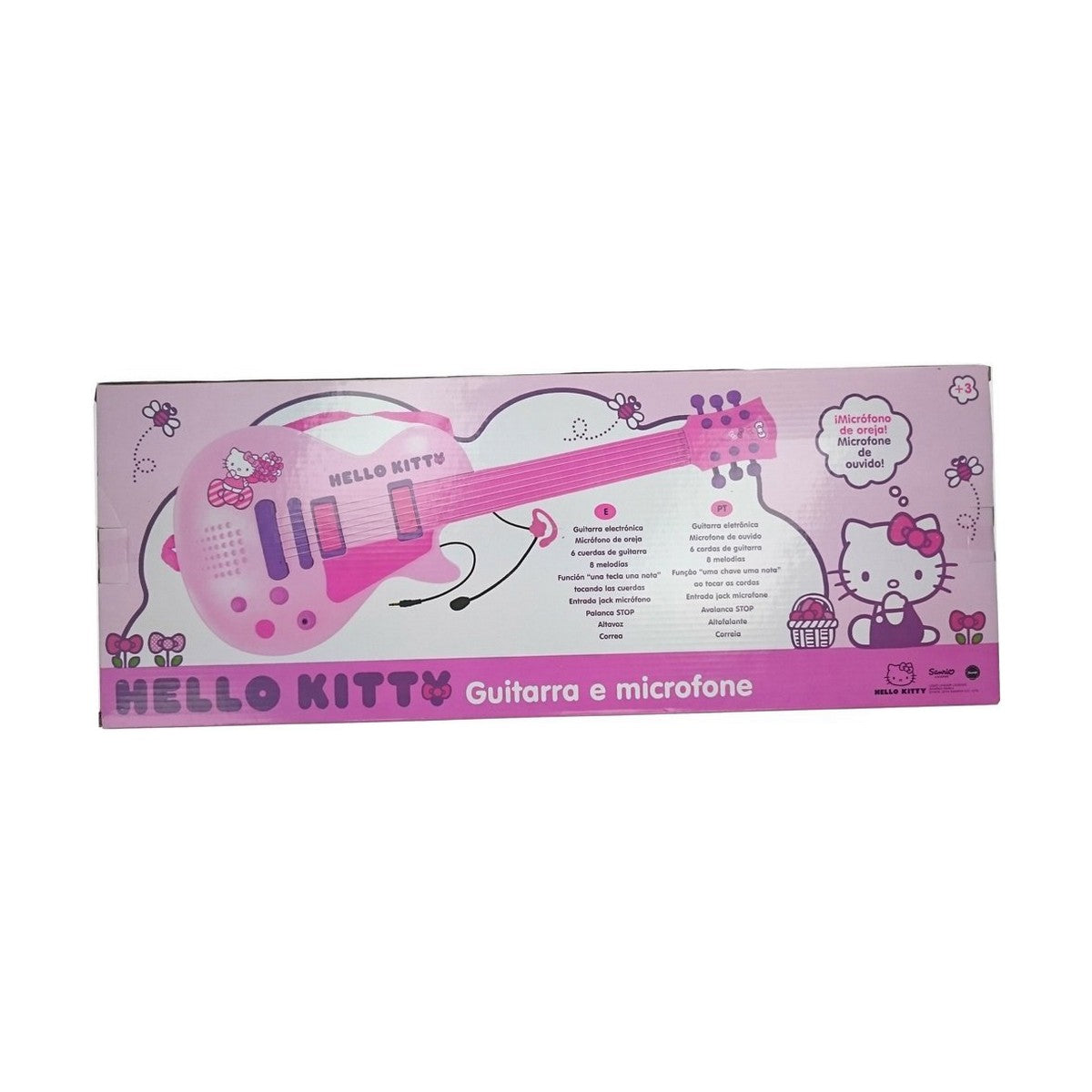 Guitarra Infantil Hello Kitty Eletrónica Microfone Cor de Rosa - EcoNest