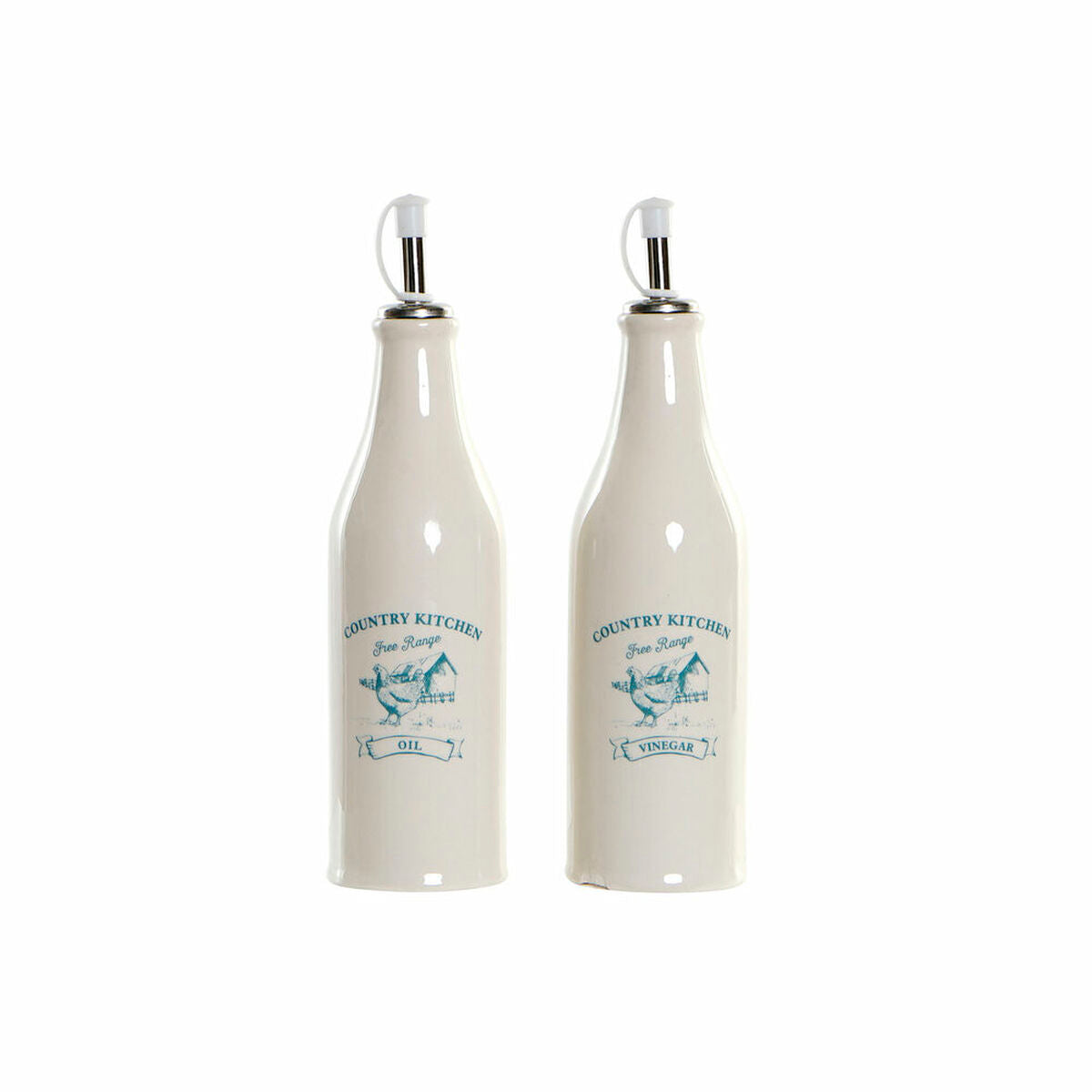 Galheteiro DKD Home Decor 250 ml Branco Verde Turquesa Aço inoxidável Plástico Dolomite - EcoNest