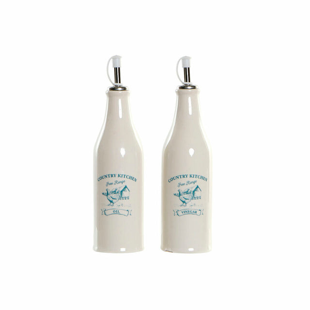 Galheteiro DKD Home Decor 250 ml Branco Verde Turquesa Aço inoxidável Plástico Dolomite - EcoNest