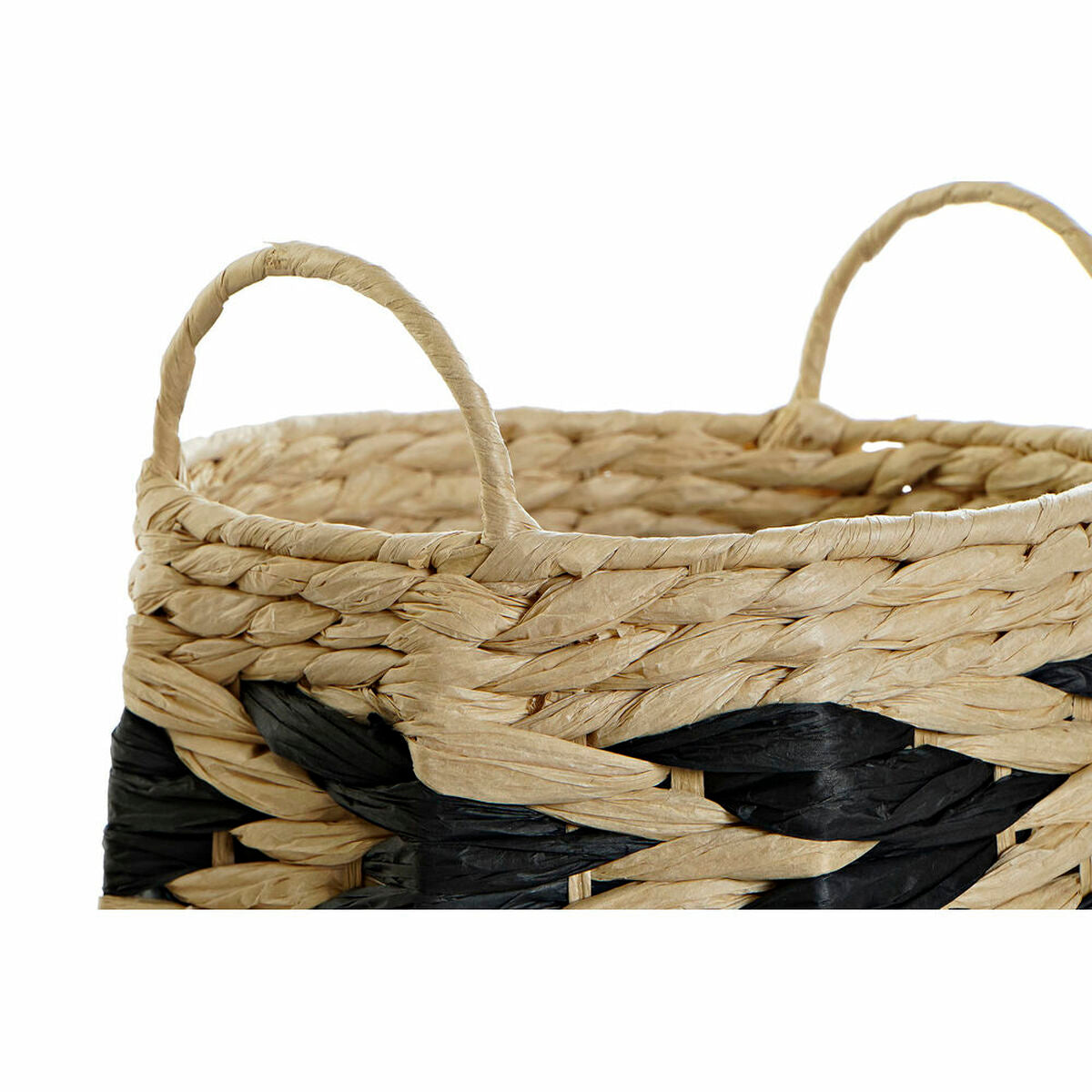 Conjunto de Cestas DKD Home Decor Natural Preto Marrom claro Fibra natural (30 x 30 x 30 cm) - EcoNest