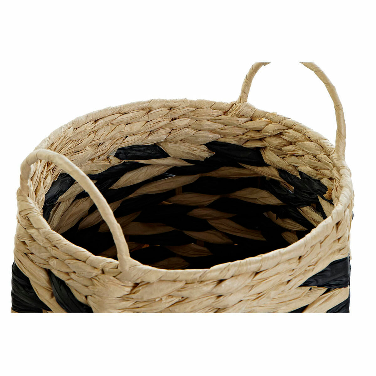 Conjunto de Cestas DKD Home Decor Natural Preto Marrom claro Fibra natural (30 x 30 x 30 cm) - EcoNest