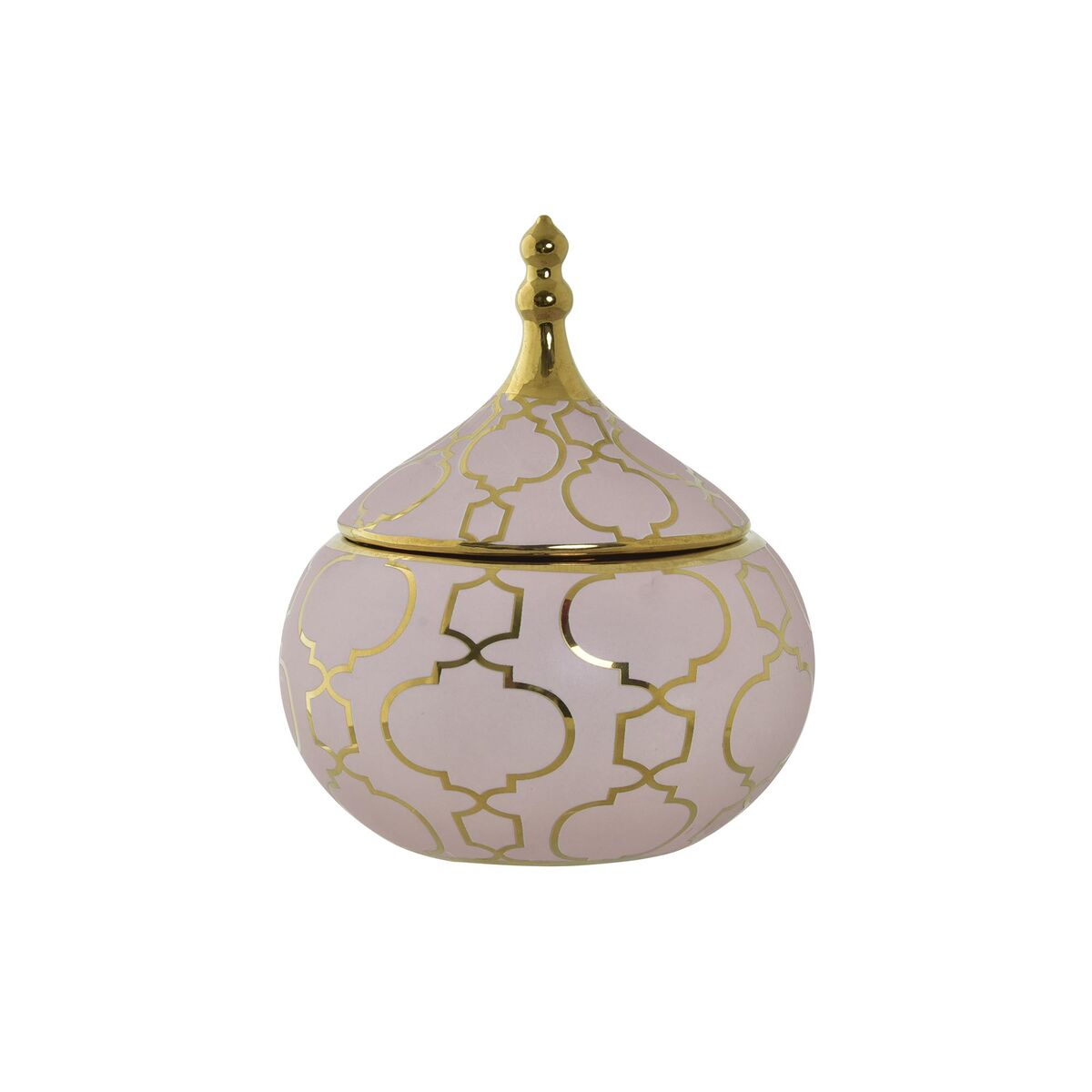Guarda-Joias DKD Home Decor Porcelana Cor de Rosa Dourado 14 x 14 x 17 cm - EcoNest