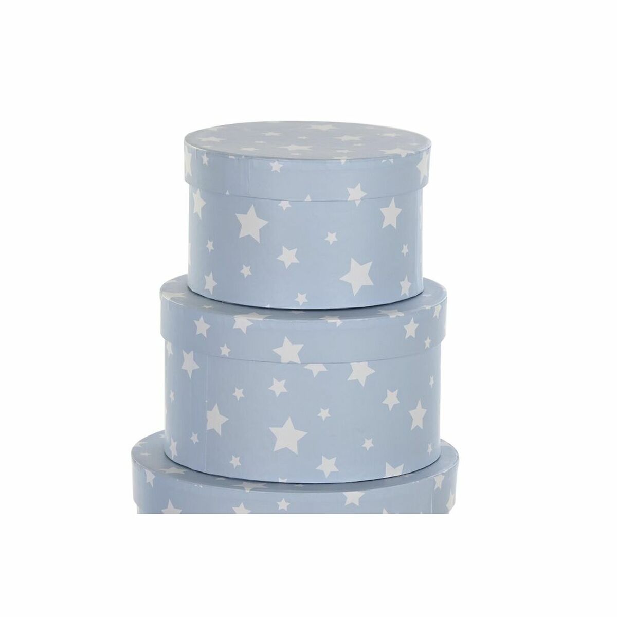 Conjunto de Caixas de Organização Empilháveis DKD Home Decor Redondo Estrelas Infantil Cartão - EcoNest