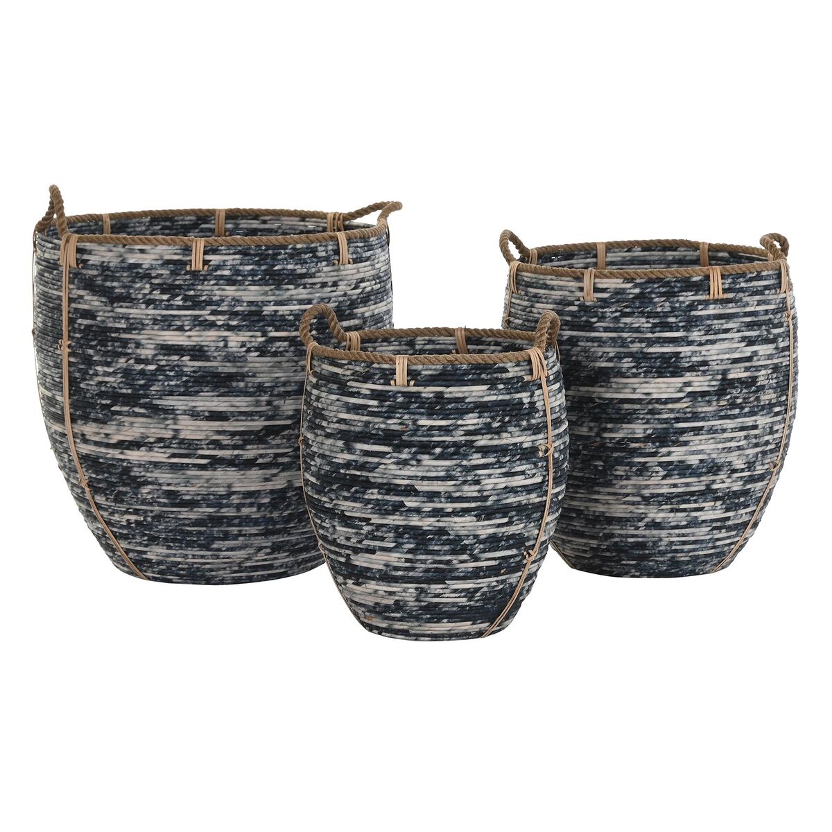 Conjunto de Cestas DKD Home Decor Branco Preto Plástico Boho 56 x 56 x 60 cm 52 x 52 x 60 cm - EcoNest