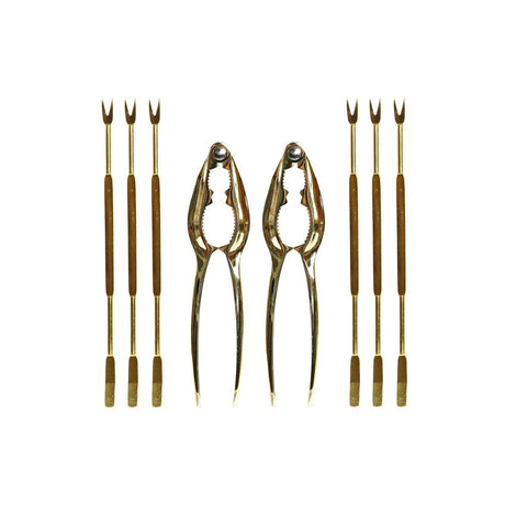 Conjunto para Marisco DKD Home Decor Dourado Aço inoxidável 8 Peças 3 x 3 x 15 cm - EcoNest