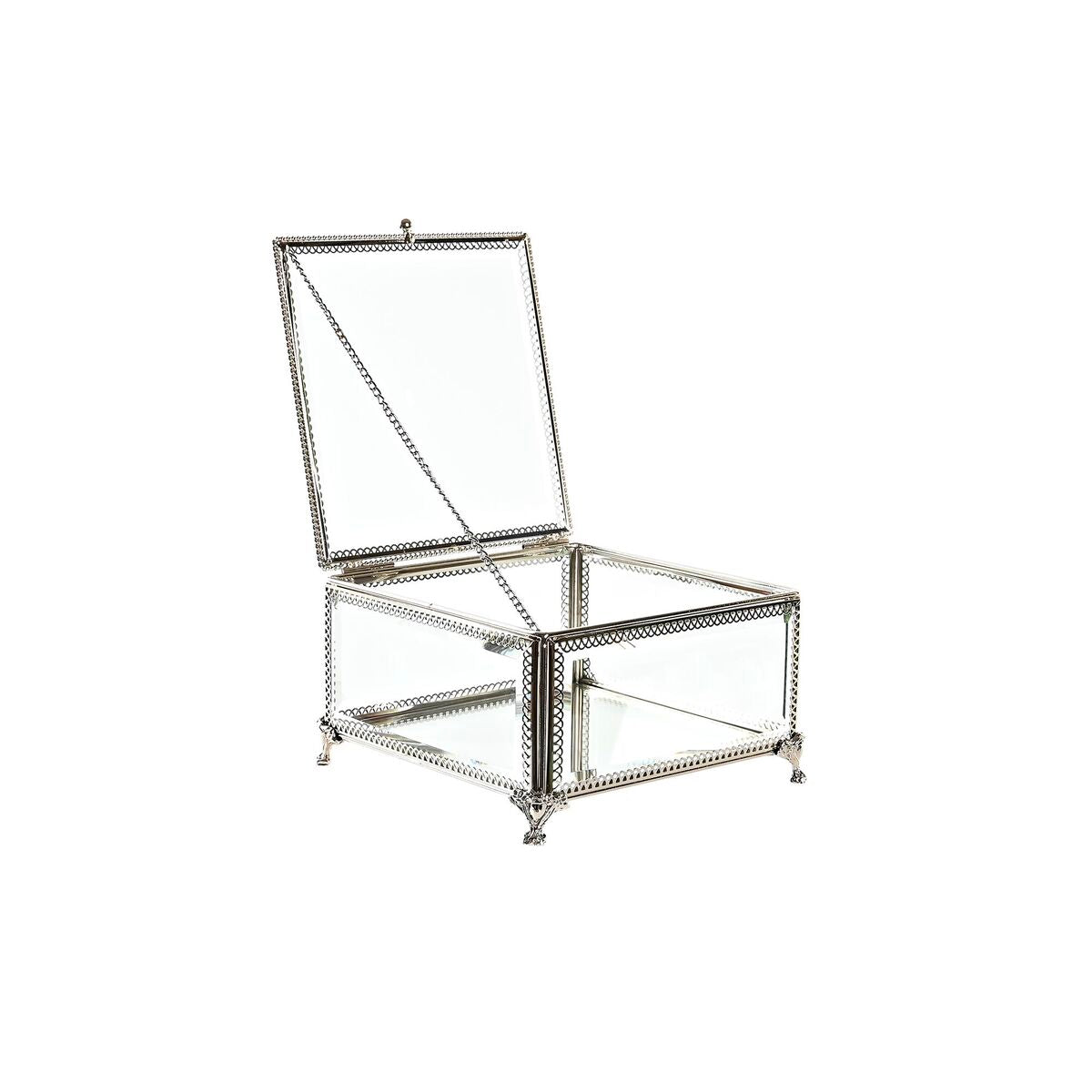 Guarda-Joias DKD Home Decor Cristal Metal 16 x 16 x 10 cm Prateado Transparente - EcoNest