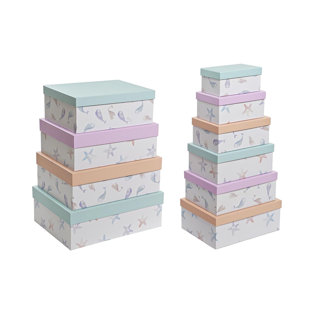Conjunto de Caixas de Organização Empilháveis DKD Home Decor Marinha Cartão (43,5 x 33,5 x 15,5 cm) - EcoNest