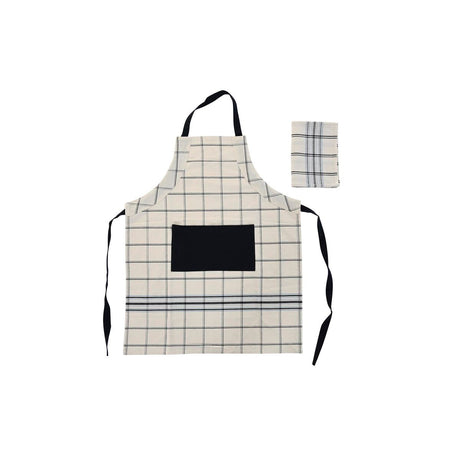 Avental com Bolso DKD Home Decor 70 x 1 x 85 cm Preto Bege Azul Algodão - EcoNest