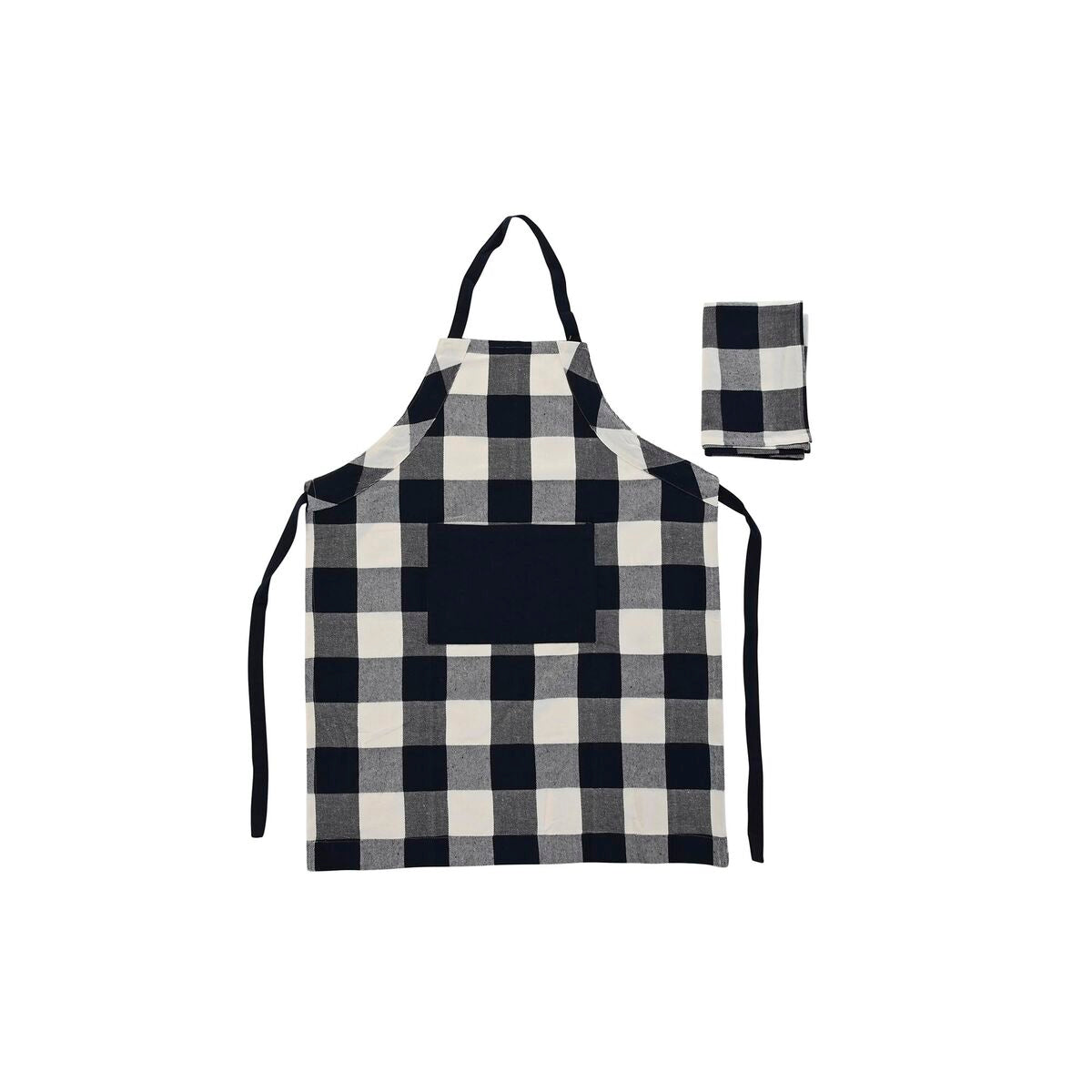 Avental com Bolso DKD Home Decor 70 x 1 x 85 cm Azul Algodão Branco - EcoNest
