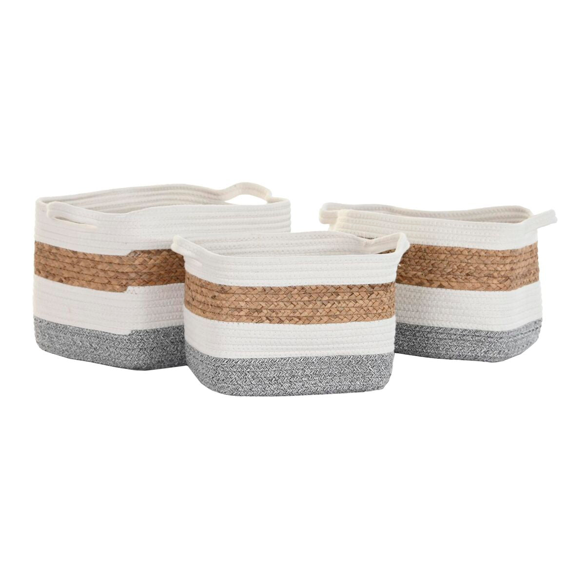 Conjunto de Cestas DKD Home Decor Algodão Branco Fibra natural (36 x 30 x 24 cm) - EcoNest