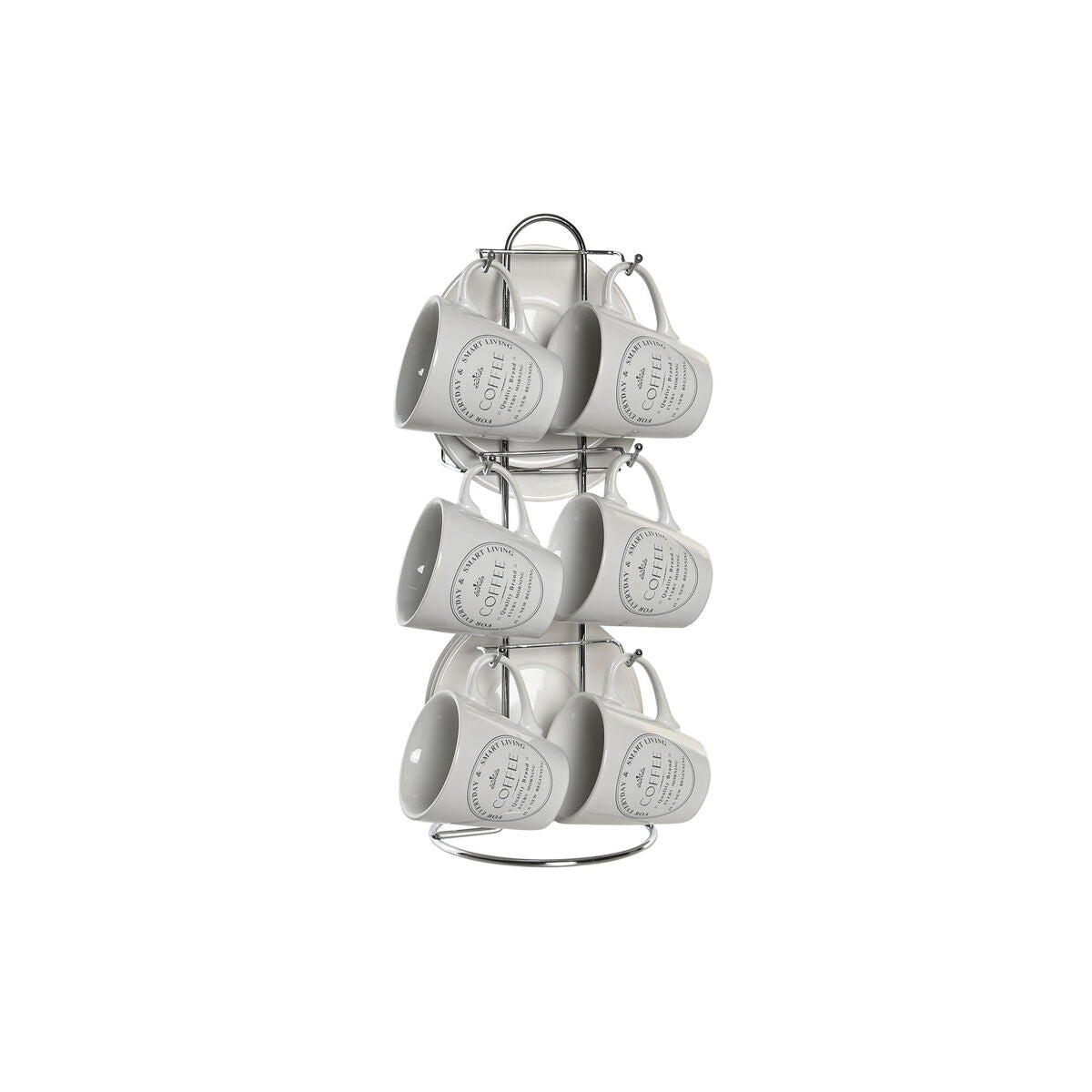 Conjunto de Chávenas com Pratos DKD Home Decor Metal Branco Grés 90 ml - EcoNest