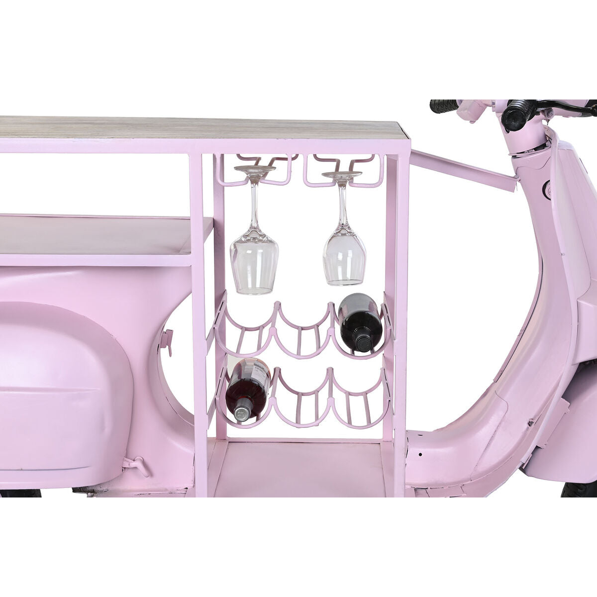 Suporte para garrafas DKD Home Decor 195 x 70 x 106 cm Rosa Claro Ferro Madeira de mangueira - EcoNest