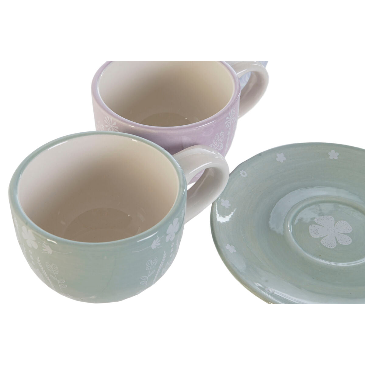 Conjunto de Chávenas de Café DKD Home Decor Azul Branco Verde Lilás Metal 180 ml - EcoNest