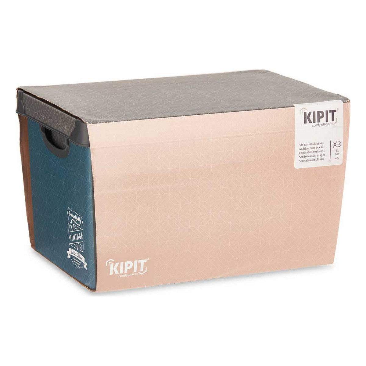 Conjunto de Caixas de Organização Empilháveis Vintage 3 Peças Plástico - EcoNest
