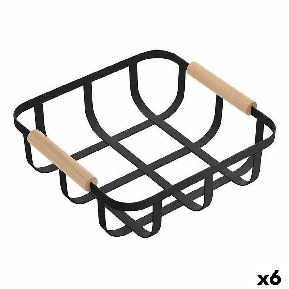 Cesta Multiusos Confortime Preto 23 x 23 x 8 cm (6 Unidades) - EcoNest