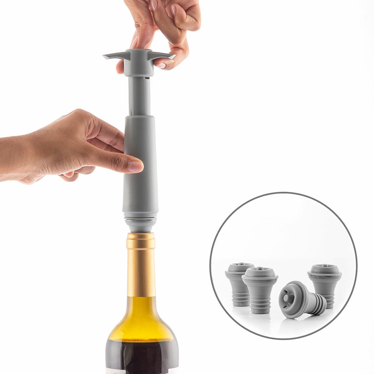 Bomba de Vácuo e Tampas para Vinho Winuum InnovaGoods (4 tampões) - EcoNest