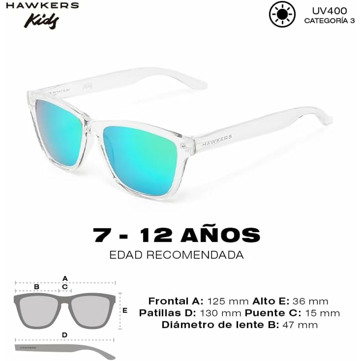Óculos de Sol Infantis Hawkers One Kids Air Ø 47 mm Transparente - EcoNest