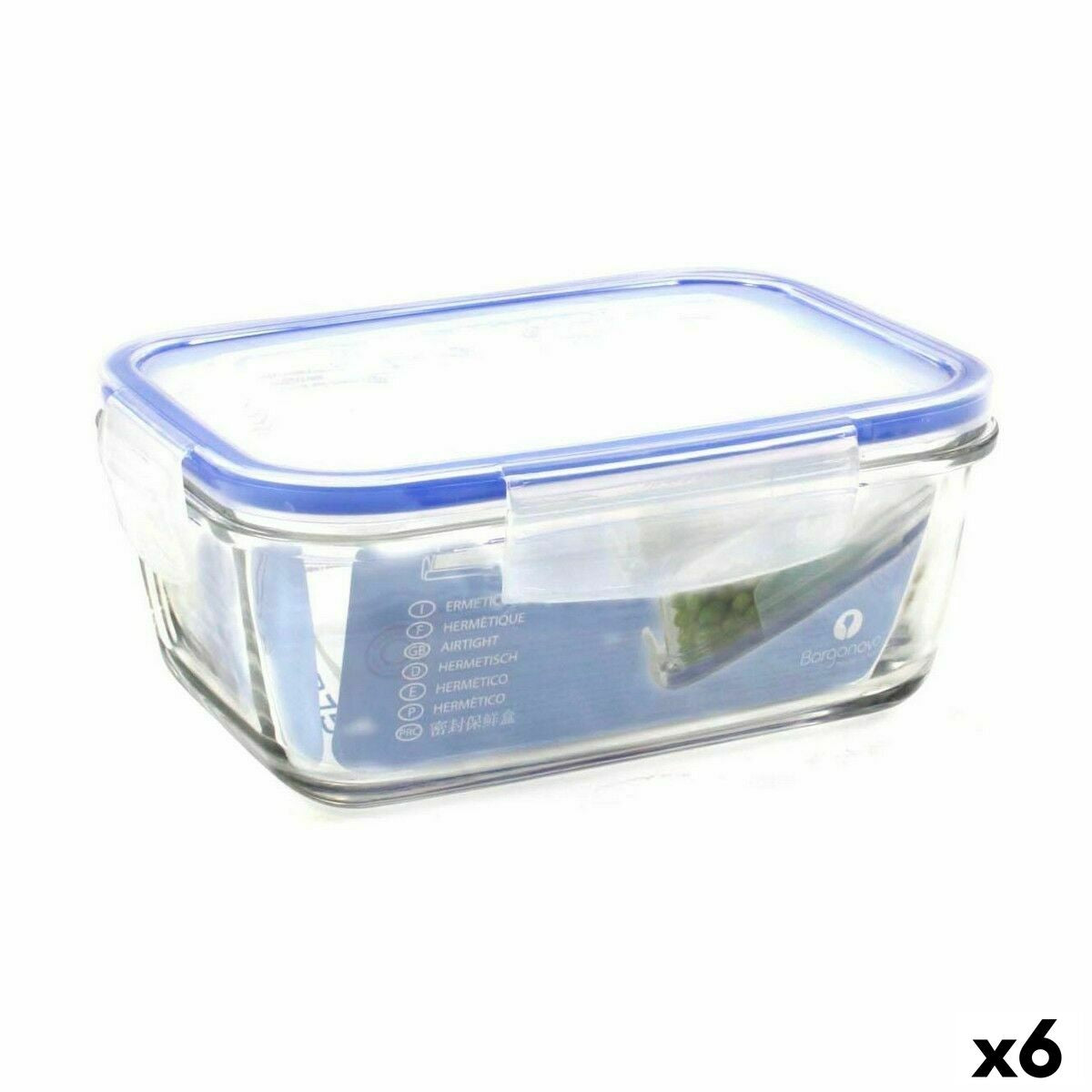 Lancheira Hermética Borgonovo Superblock Retangular 17,5 x 13 x 7,5 cm (6 Unidades) - EcoNest