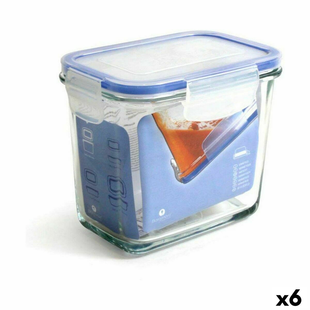 Lancheira Hermética Borgonovo Superblock Retangular 14 x 10 x 12 cm (6 Unidades) - EcoNest