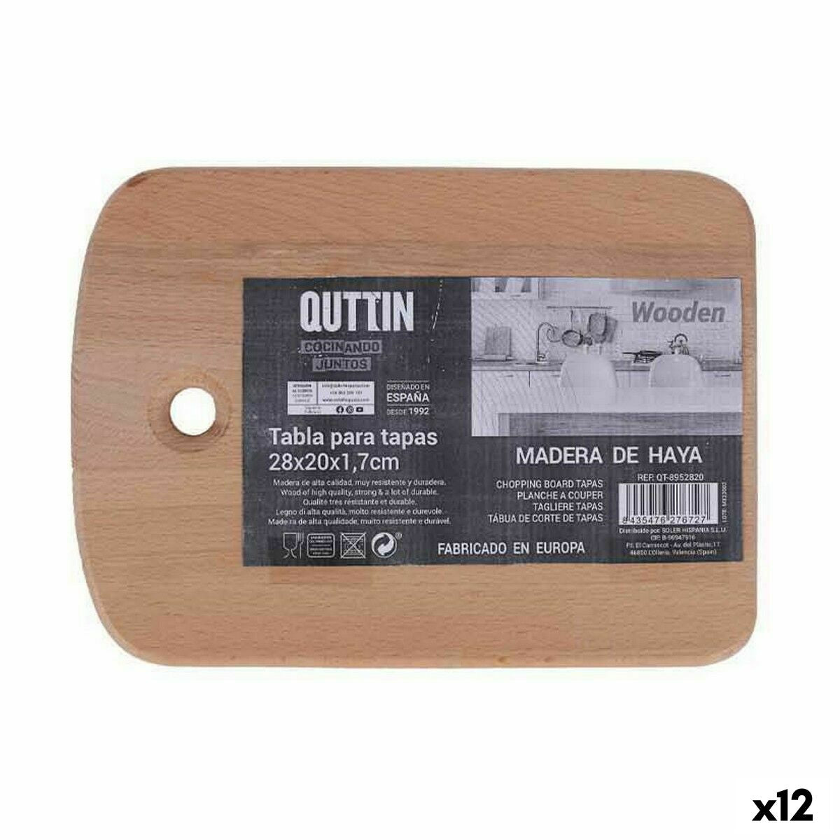 Tábua de corte Quttin 28 x 20 x 1,7 cm (12 Unidades) - EcoNest