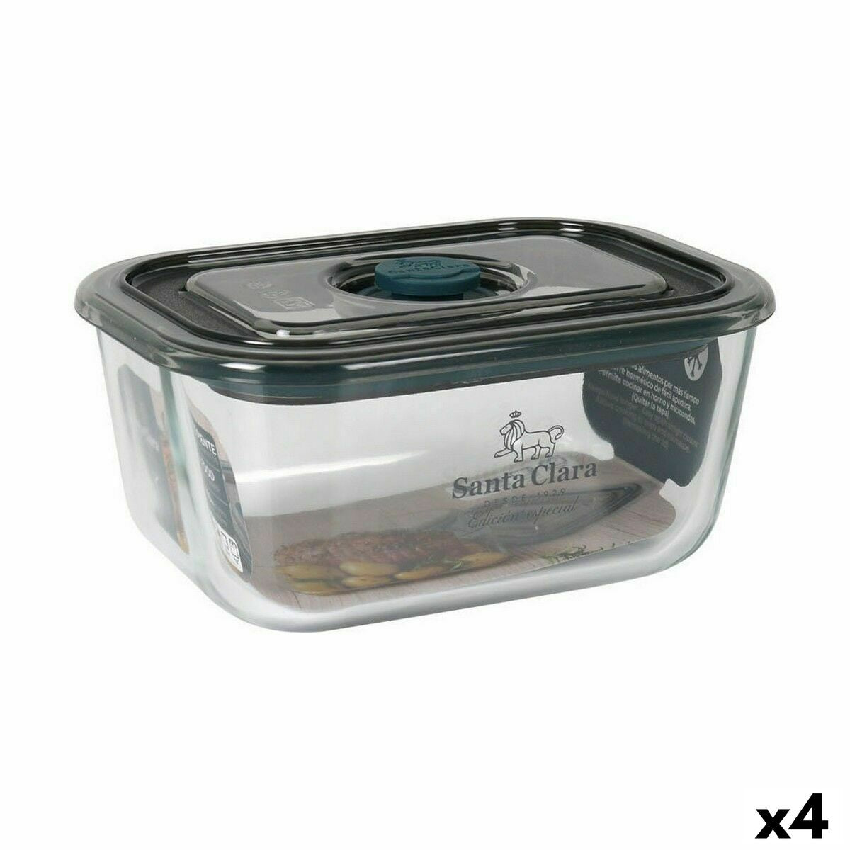 Lancheira Hermética Santa Clara Cinzento 500 ml Retangular (4 Unidades) - EcoNest