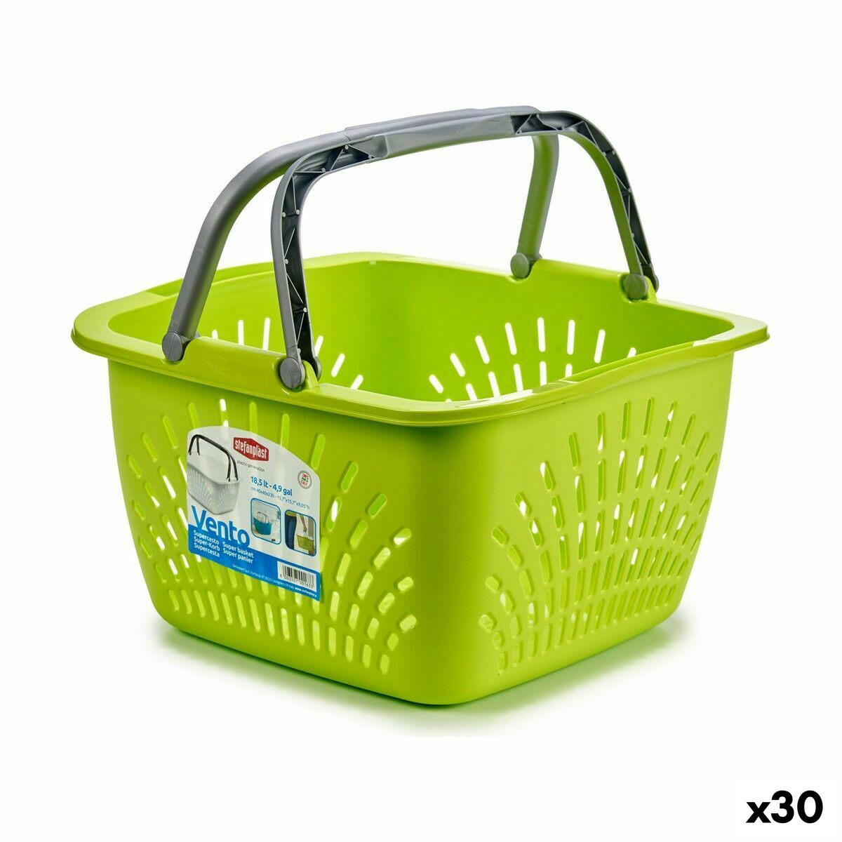 Cesta Multiusos Stefanplast Com pegas Plástico 18 L 39 x 21,5 x 39 cm (30 Unidades) - EcoNest