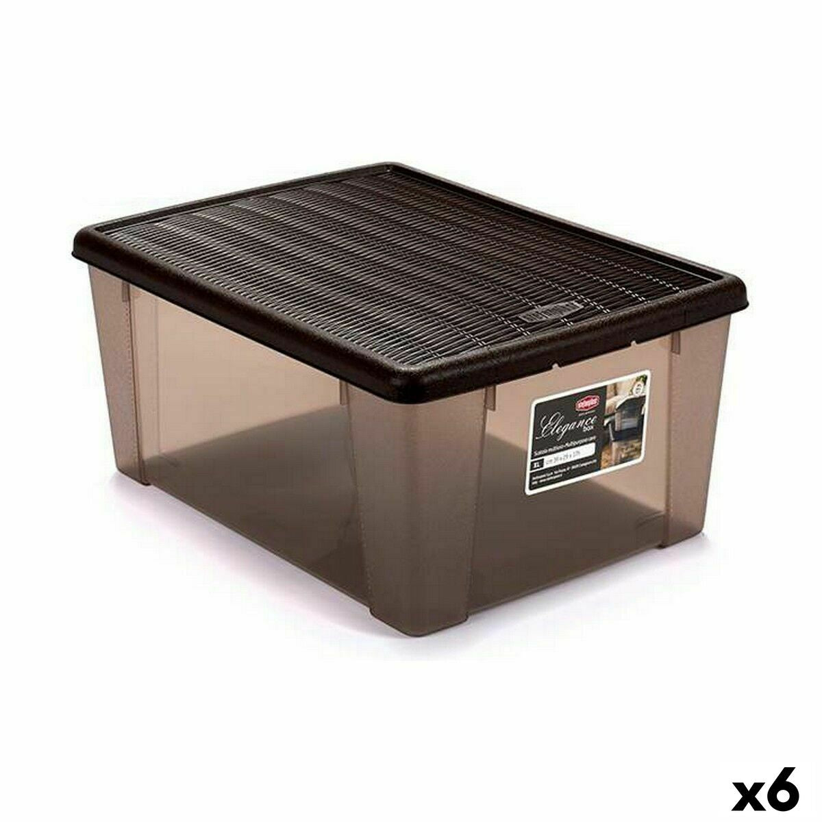 Caixa de Armazenagem com Tampa Stefanplast Elegance Castanho Plástico 15 L 29 x 17 x 39 cm (6 Unidades) - EcoNest