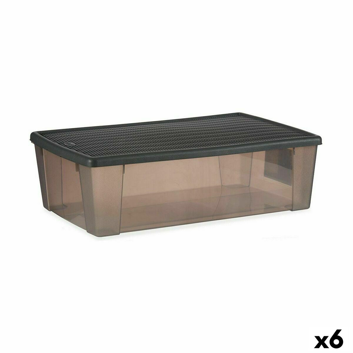 Caixa de Armazenagem com Tampa Stefanplast Elegance Cinzento Plástico 30 L 38,5 x 17 x 59,5 cm (6 Unidades) - EcoNest