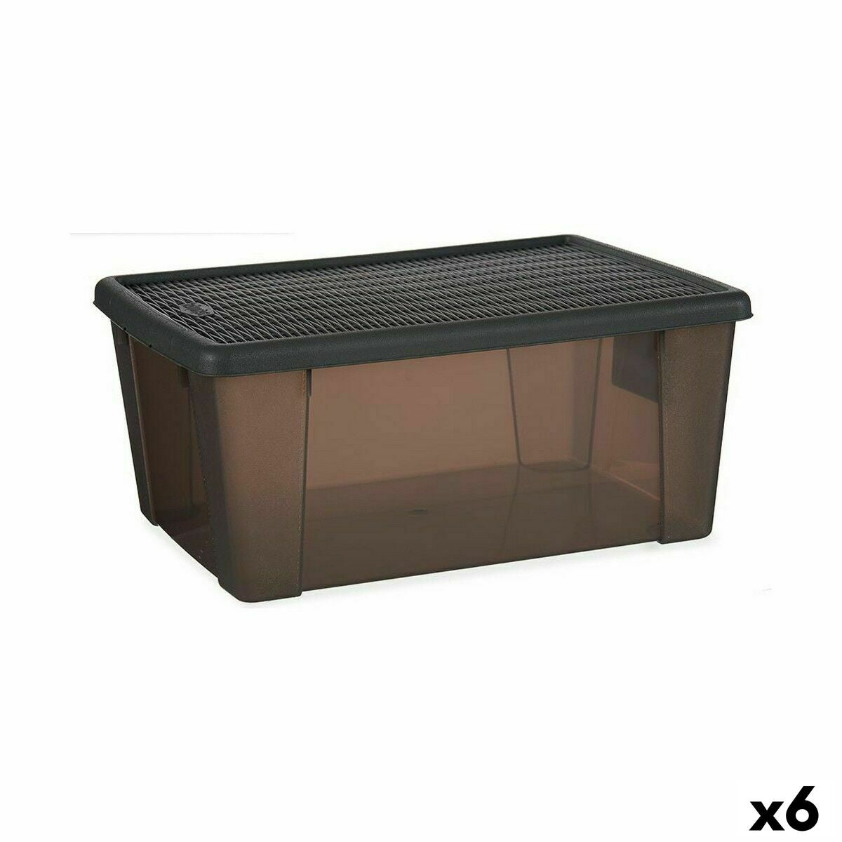 Caixa de Armazenagem com Tampa Stefanplast Elegance Cinzento Plástico 15 L 29 x 17 x 39 cm (6 Unidades) - EcoNest