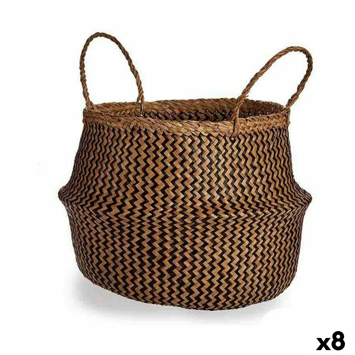 Cesta Decorativa Castanho Preto Junco 8 L 36 x 30 x 36 cm (8 Unidades) - EcoNest