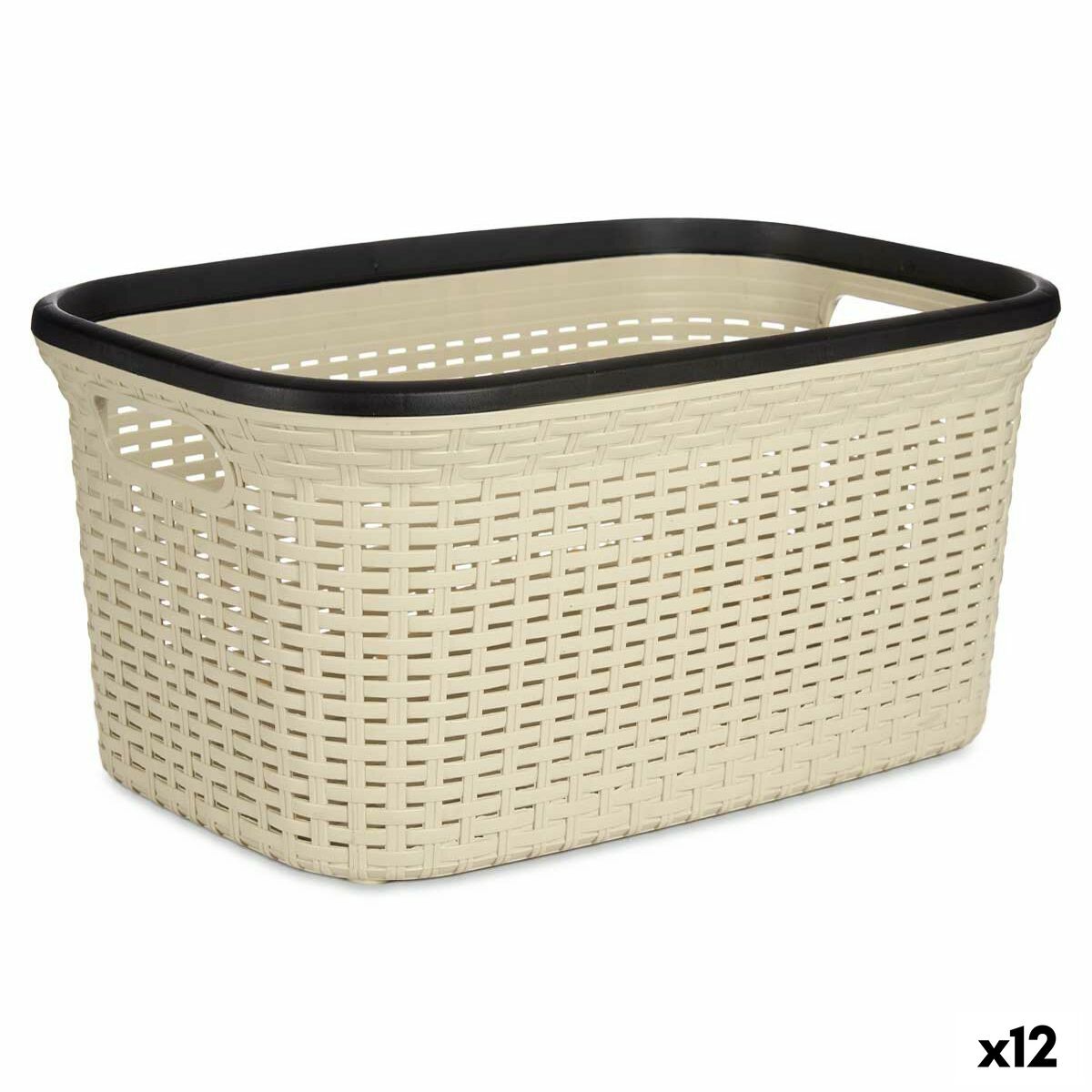 Cesto da Roupa Creme Plástico 36 L 36 x 25,5 x 52,5 cm (12 Unidades) - EcoNest