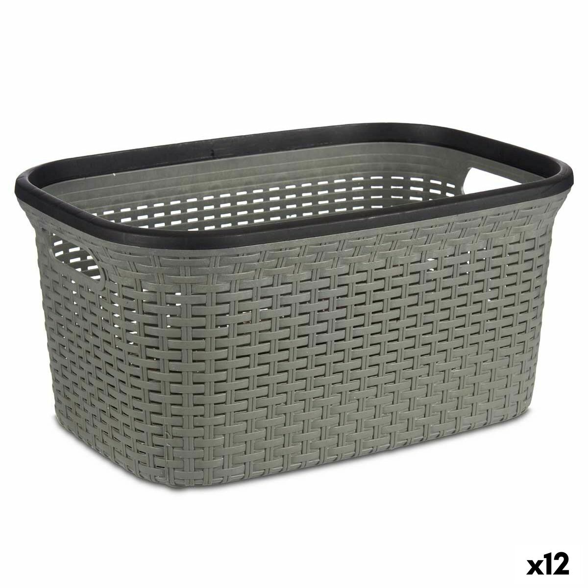 Cesto da Roupa Cinzento Plástico 36 L 36 x 25,5 x 53 cm (12 Unidades) - EcoNest