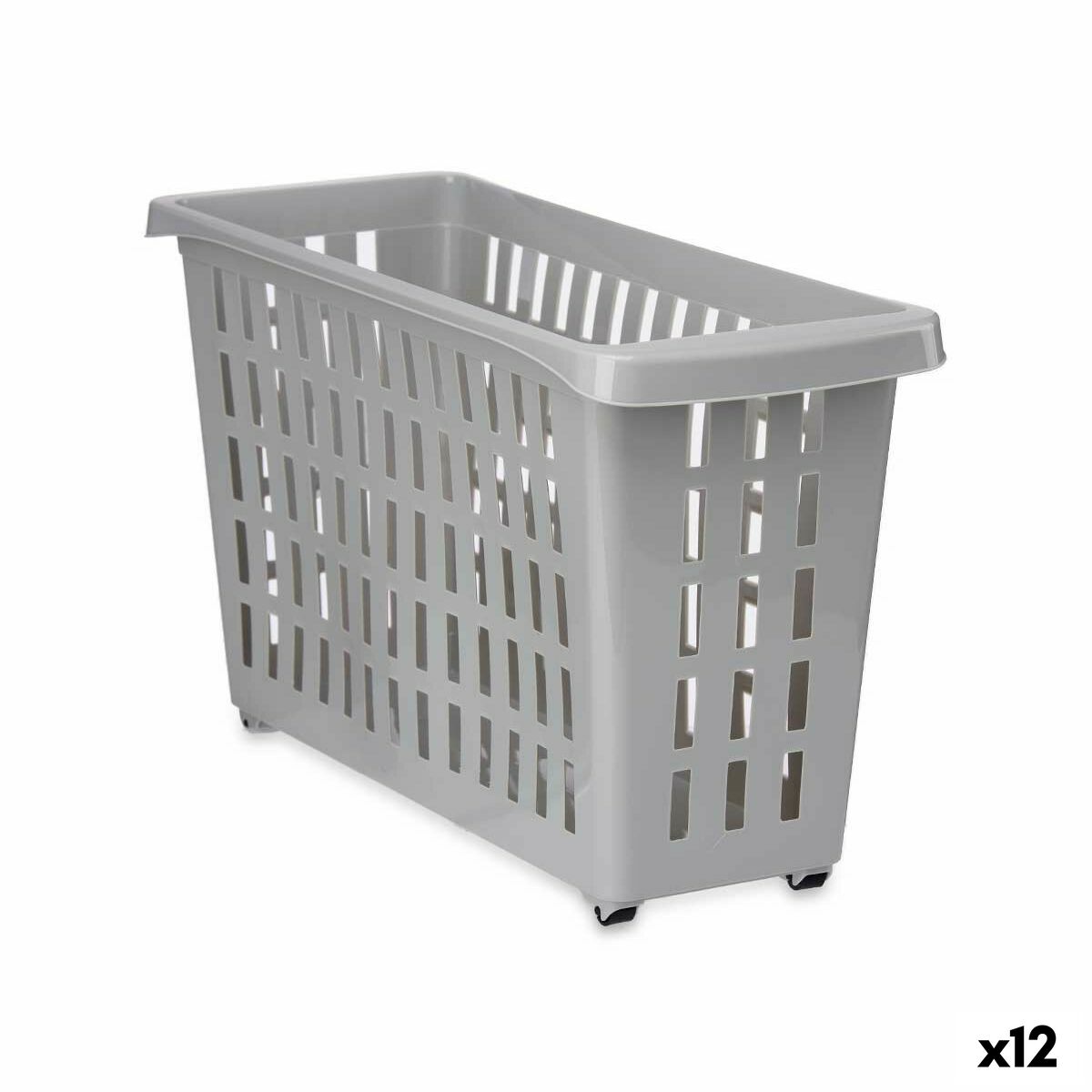 Cesta Multiusos Com rodas Cinzento Plástico 17,5 x 26 x 46 cm (12 Unidades) - EcoNest