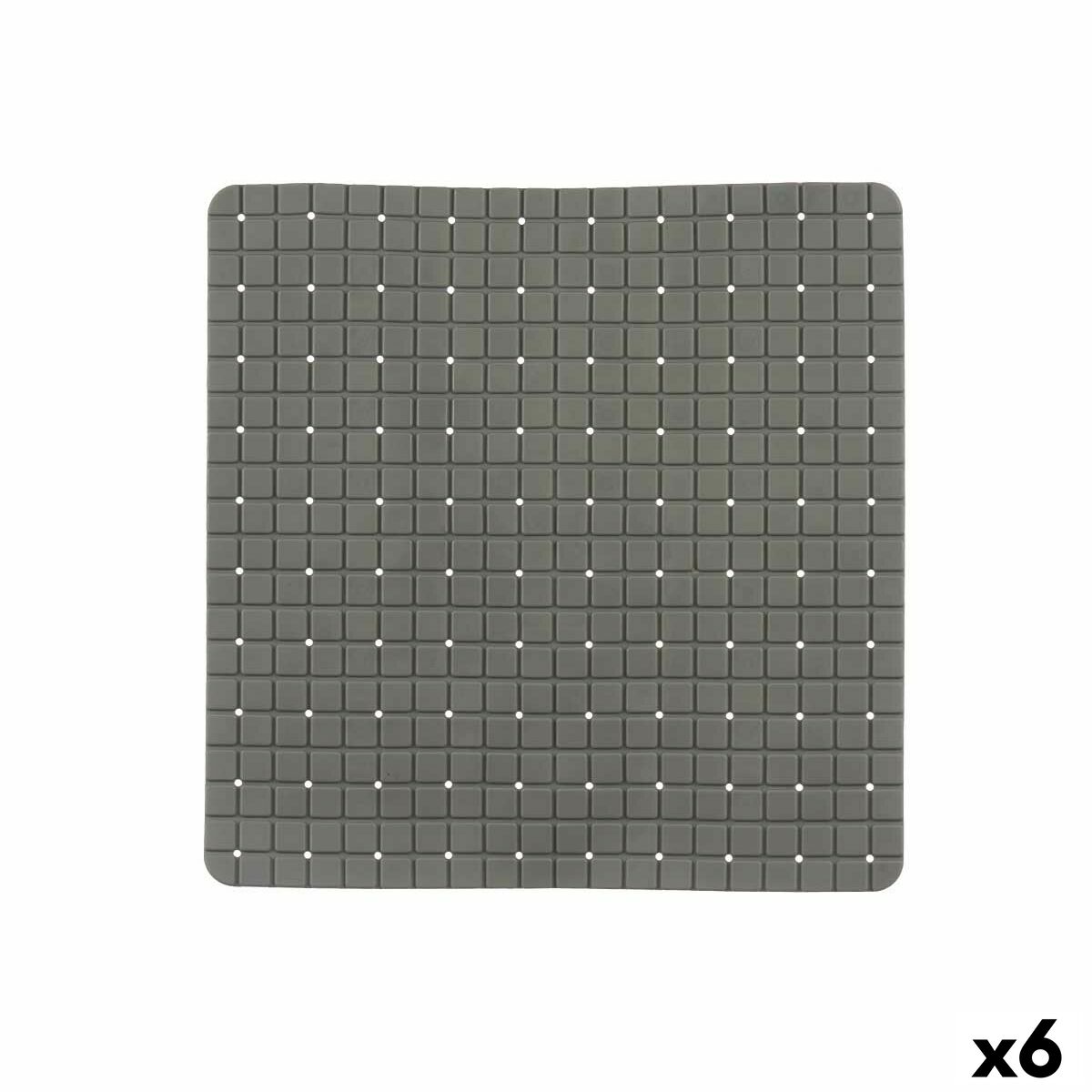 Tapete Antiderrapante para Duche Quadros Cinzento PVC 50,3 x 50,3 x 0,7 cm (6 Unidades) - EcoNest
