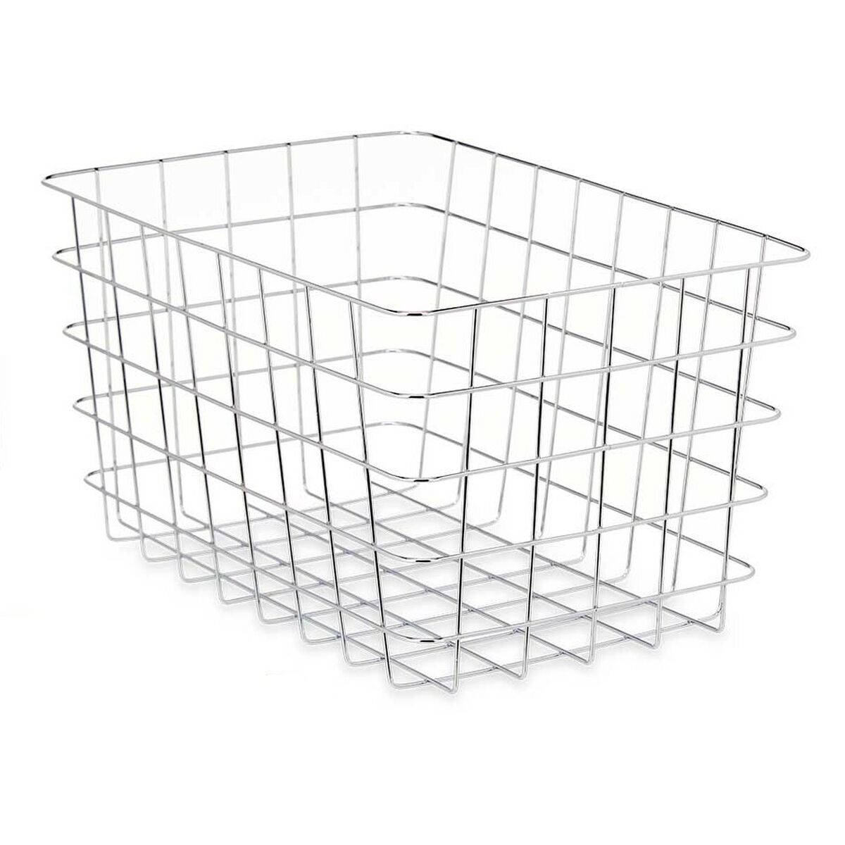 Cesta Multiusos Retangular Prateado Metal 38 x 21 x 26 cm (6 Unidades) - EcoNest