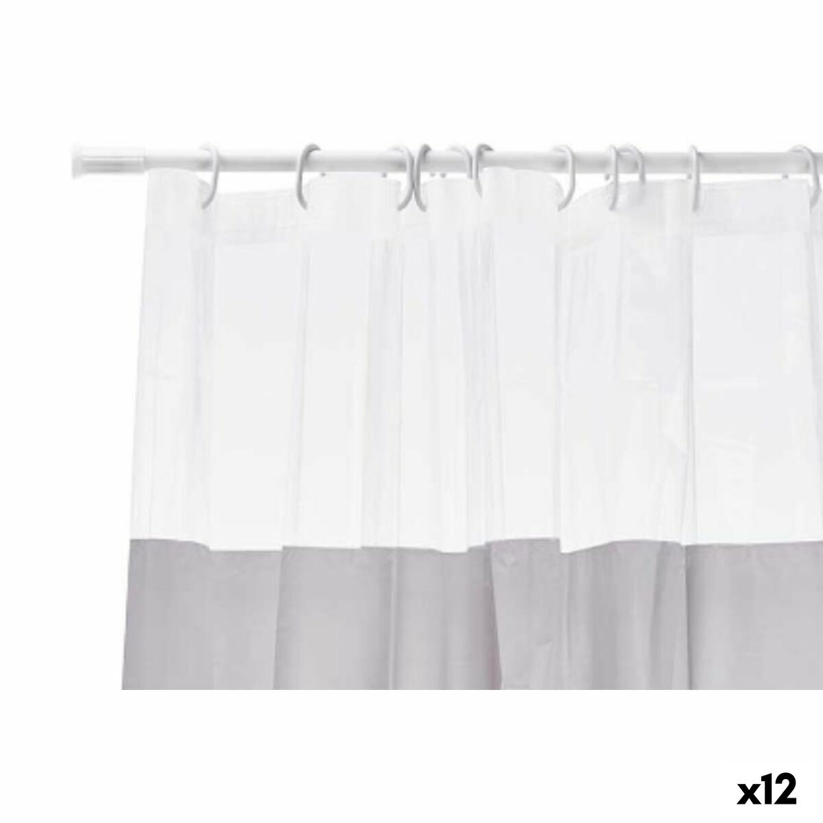 Cortina de Duche Transparente 180 x 180 cm Cinzento Plástico PEVA (12 Unidades) - EcoNest