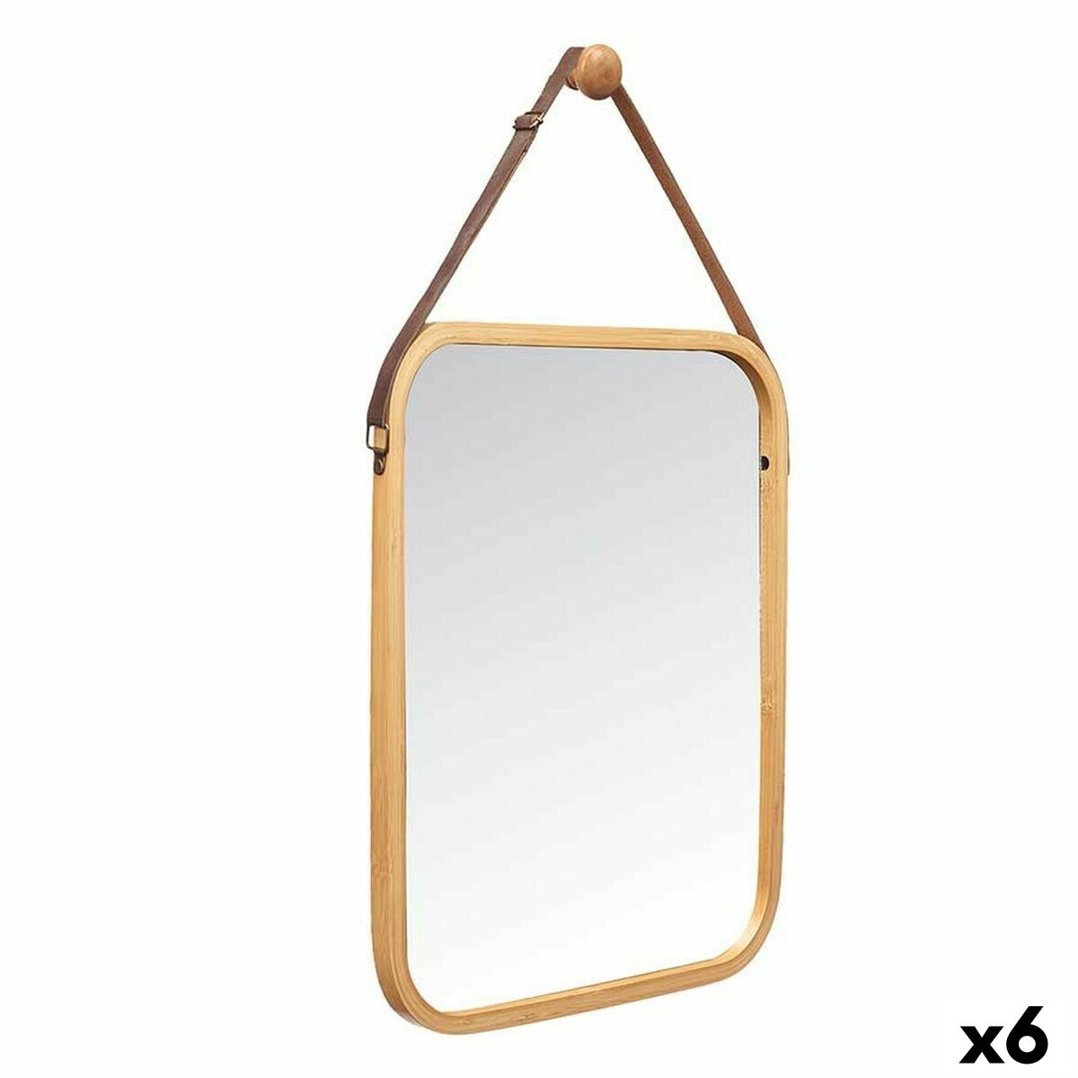 Hangende spiegel Natural Couro Bambu Retangular 34 x 41,5 x 1,5 cm (6 Unidades) - EcoNest