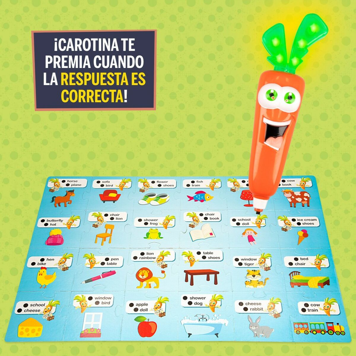 Jogo Educativo Lisciani Carotina Baby Happy English Eletrónico Puzzle 4,5 x 14,5 x 3 cm (6 Unidades) - EcoNest