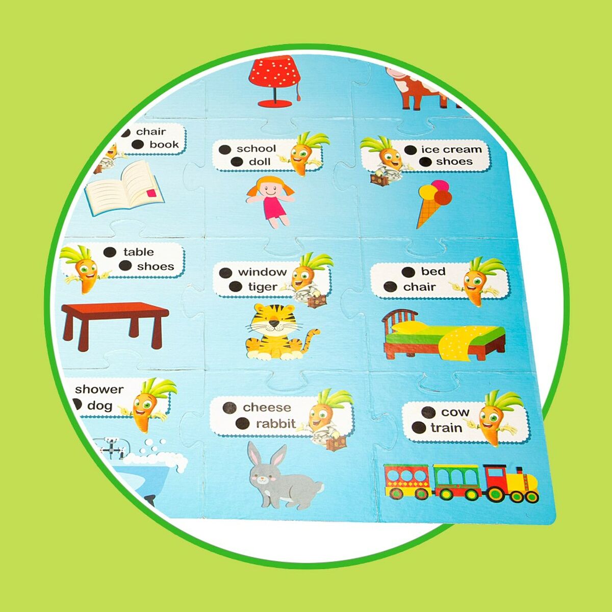 Jogo Educativo Lisciani Carotina Baby Happy English Eletrónico Puzzle 4,5 x 14,5 x 3 cm (6 Unidades) - EcoNest