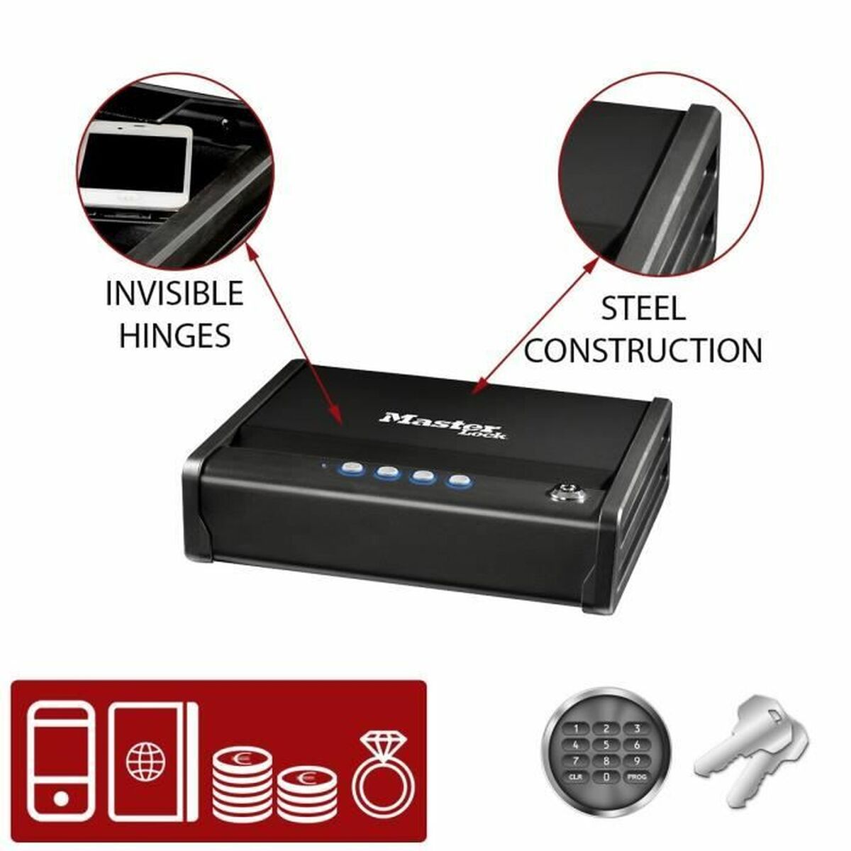 Cofre Master Lock Preto Aço inoxidável Aço